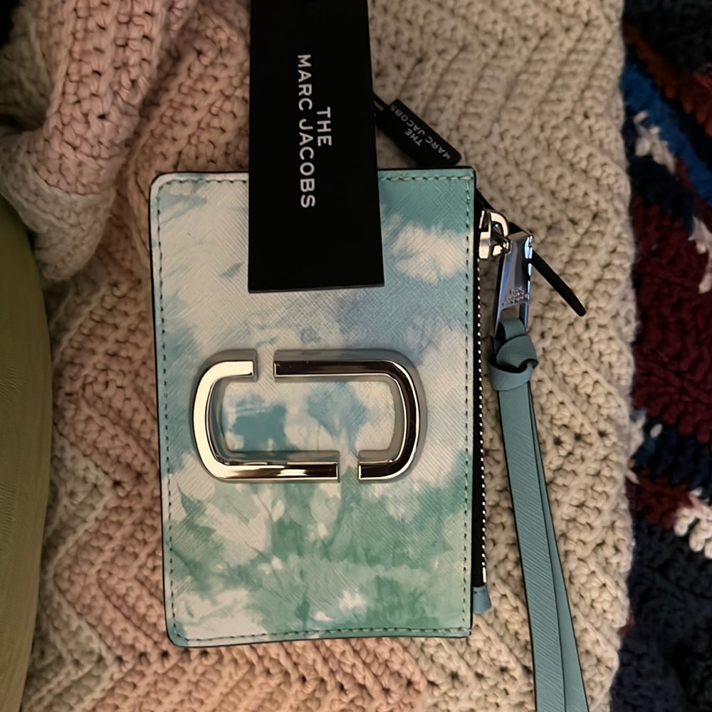 Brand New w/ Tag Marc Jacobs Blue & Green 'The Tie-Dye Snapshot' Zip Card Holder